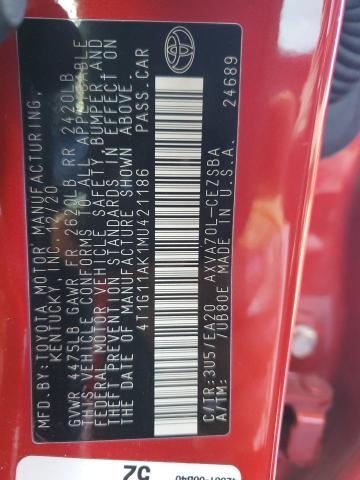 2021 TOYOTA CAMRY SE - 4T1G11AK1MU421186