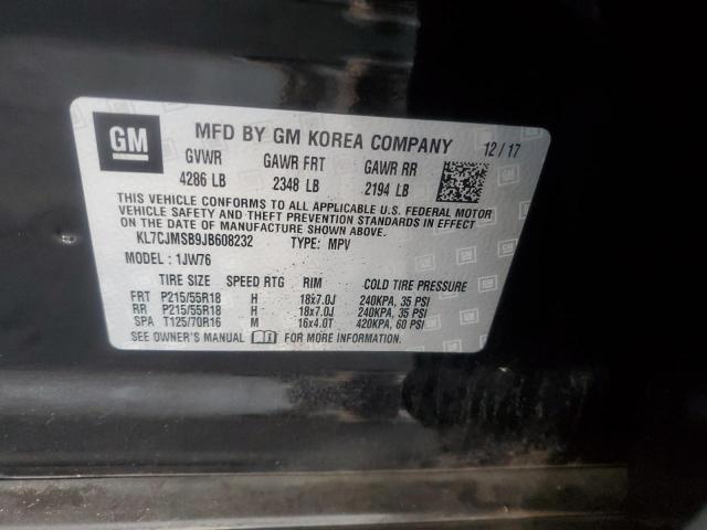 2018 CHEVROLET TRAX PREMI KL7CJMSB9JB608232