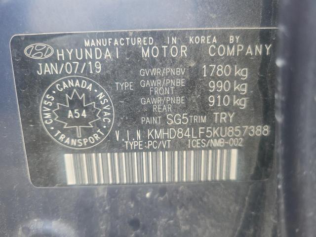 2019 HYUNDAI ELANTRA SE - KMHD84LF5KU857388