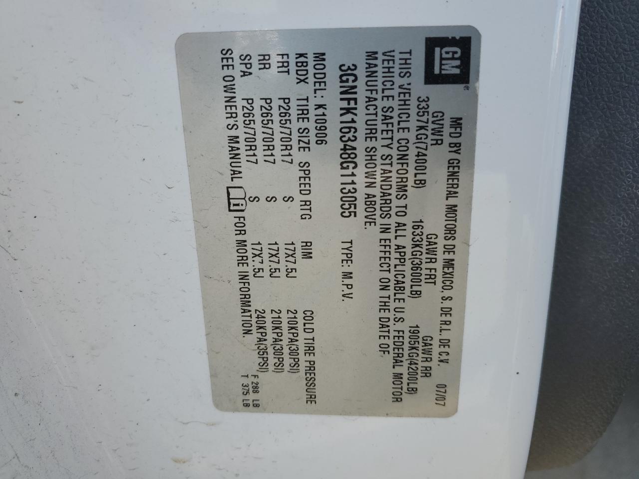 Lot #3291208982 2008 CHEVROLET SUBURBAN K