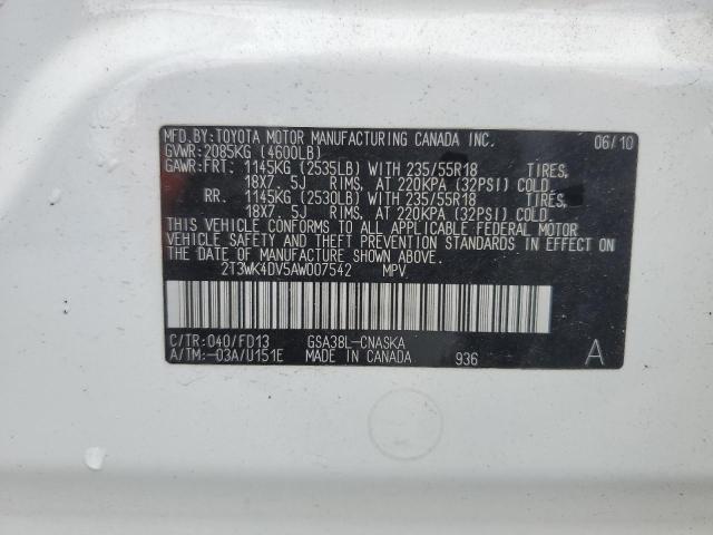 2010 TOYOTA RAV4 SPORT - 2T3WK4DV5AW007542