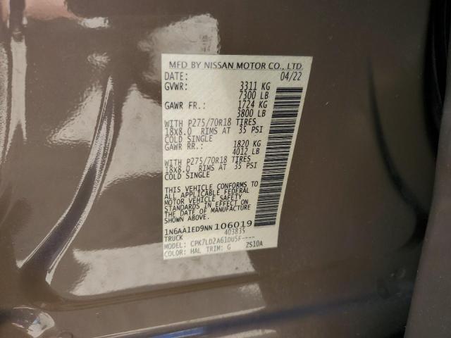 2022 NISSAN TITAN SV - 1N6AA1ED9NN106019