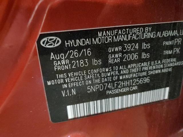 2017 HYUNDAI ELANTRA SE 5NPD74LF2HH125696