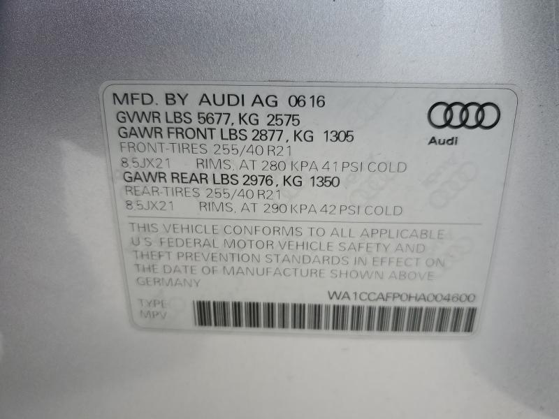 2017 AUDI SQ5 PREMIU WA1CCAFP0HA004600