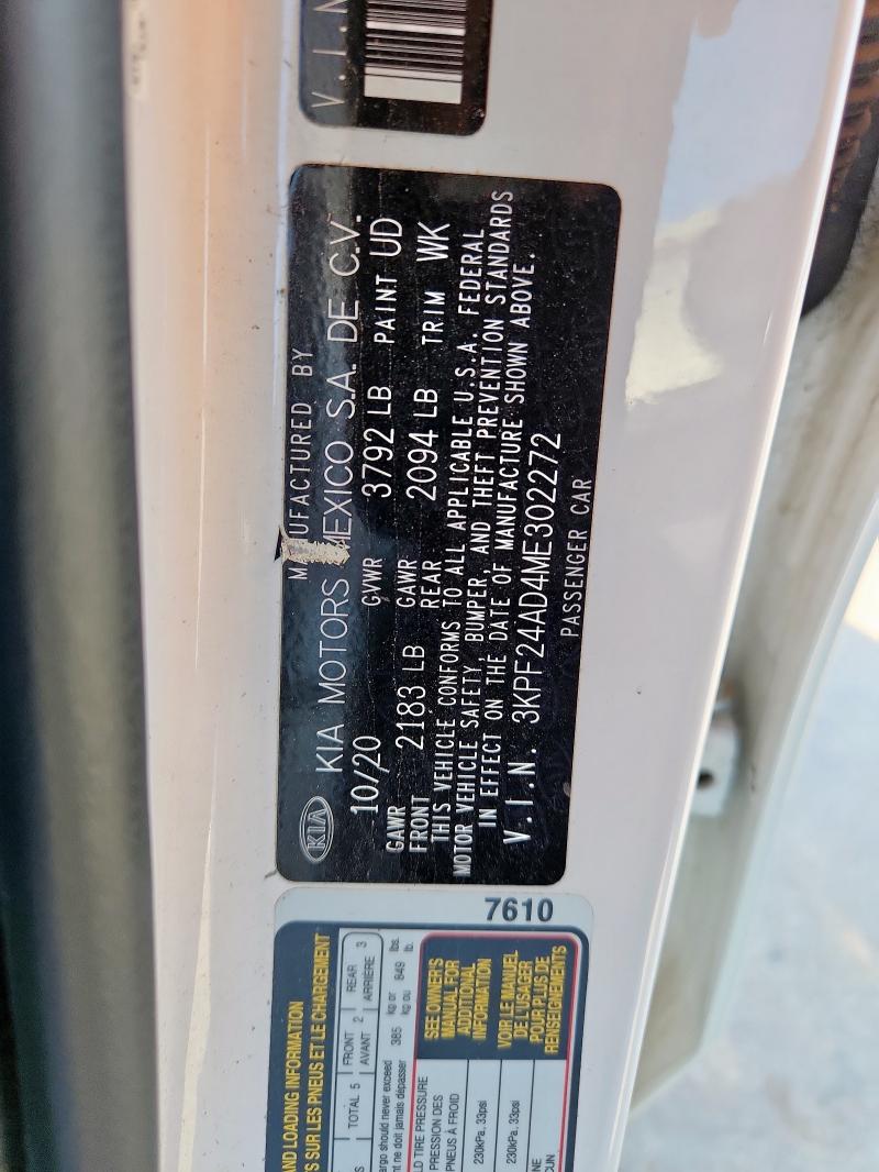 2021 KIA FORTE 3KPF24AD4ME302272