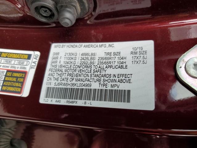 2019 HONDA CR-V LX 5J6RW5H36KL004969