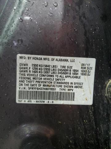 2017 HONDA PILOT EX 5FNYF6H37HB078551