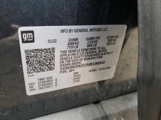 2022 CHEVROLET SUBURBAN K - 1GNSKDKD3NR196942