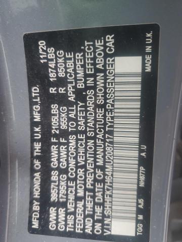 2021 HONDA CIVIC EX #3297052570