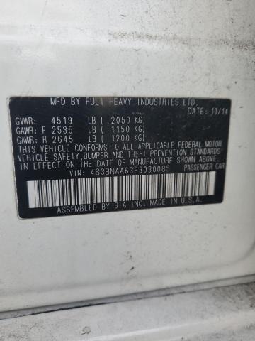 2015 SUBARU LEGACY 2.5I 4S3BNAA63F3030085