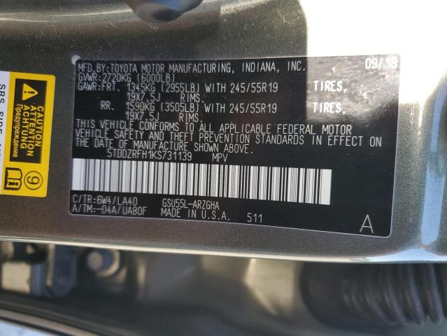 2019 TOYOTA HIGHLANDER - 5TDDZRFH1KS731139