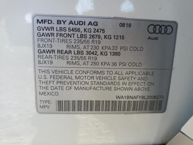 2020 AUDI Q5 PREMIUM WA1BNAFY8L2006273