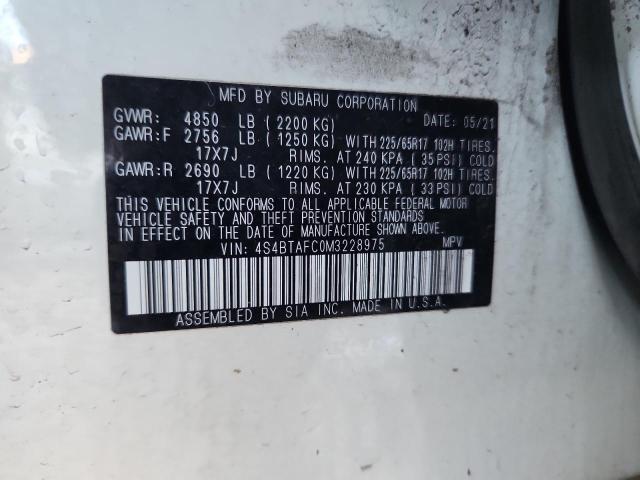 2021 SUBARU OUTBACK PR #3287738160