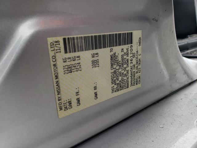 2019 NISSAN MAXIMA S 1N4AA6AV1KC361209