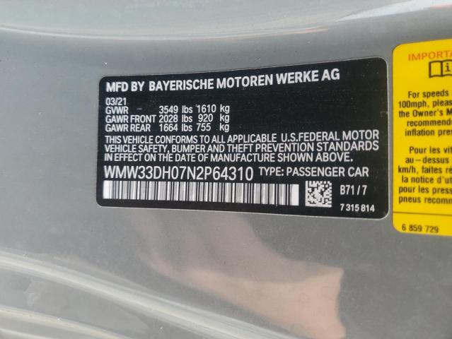 2022 MINI COOPER - WMW33DH07N2P64310