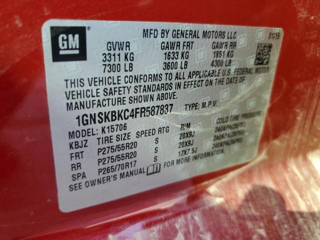 2015 CHEVROLET TAHOE K1500 LT 1GNSKBKC4FR587837