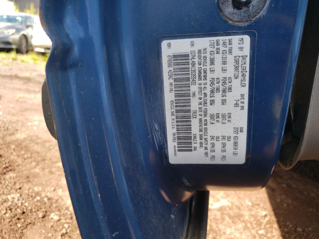 Lot #3292861568 2003 DODGE DAKOTA QUA