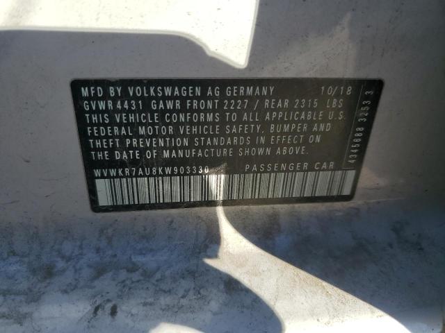 2019 VOLKSWAGEN E-GOLF SE #3302729003