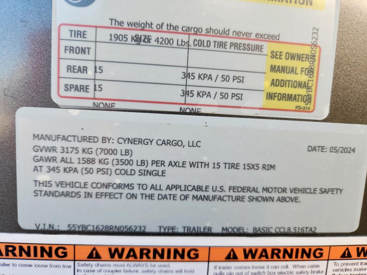 Lot #3276978164 2024 CYNERGY CARGO ENCLOSED C