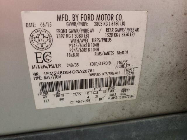 2016 FORD EXPLORER X - 1FM5K8D84GGA20781