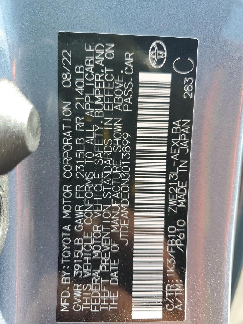 2022 TOYOTA COROLLA LE #3297315469