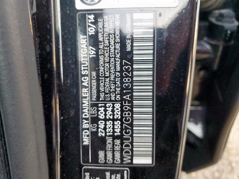 2015 MERCEDES-BENZ S S600 - WDDUG7GB9FA138237