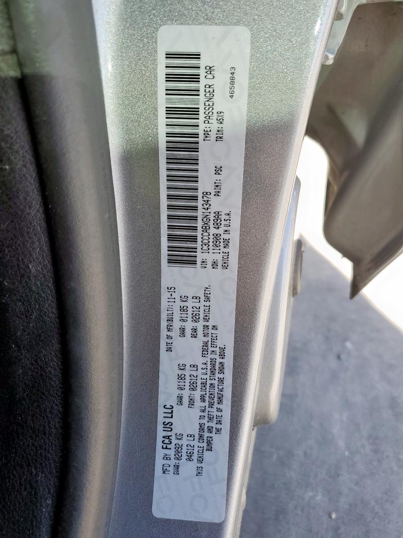 2016 CHRYSLER 200 LIMITE - 1C3CCCABXGN143478