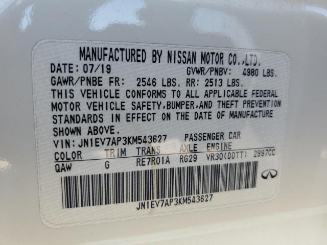 2019 INFINITI Q50 LUXE JN1EV7AP3KM543627