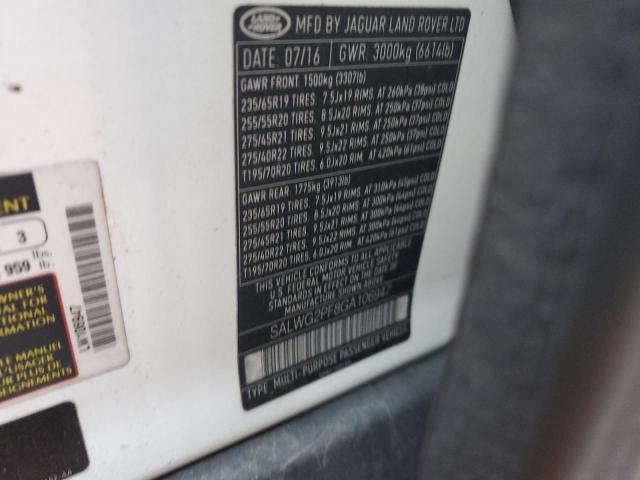 2016 LAND ROVER RANGE ROVE #3279510266