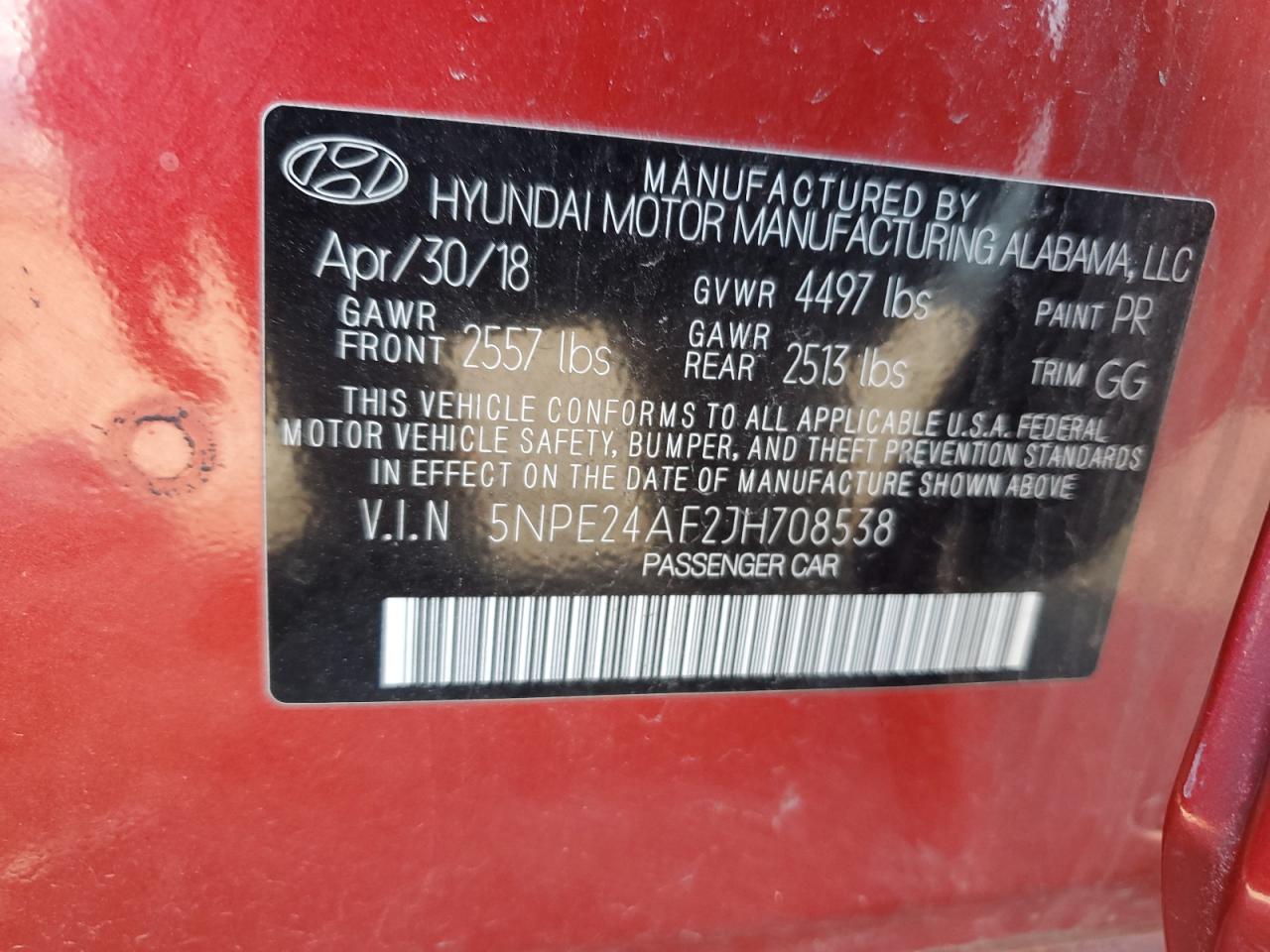Lot #3284954923 2018 HYUNDAI SONATA SE