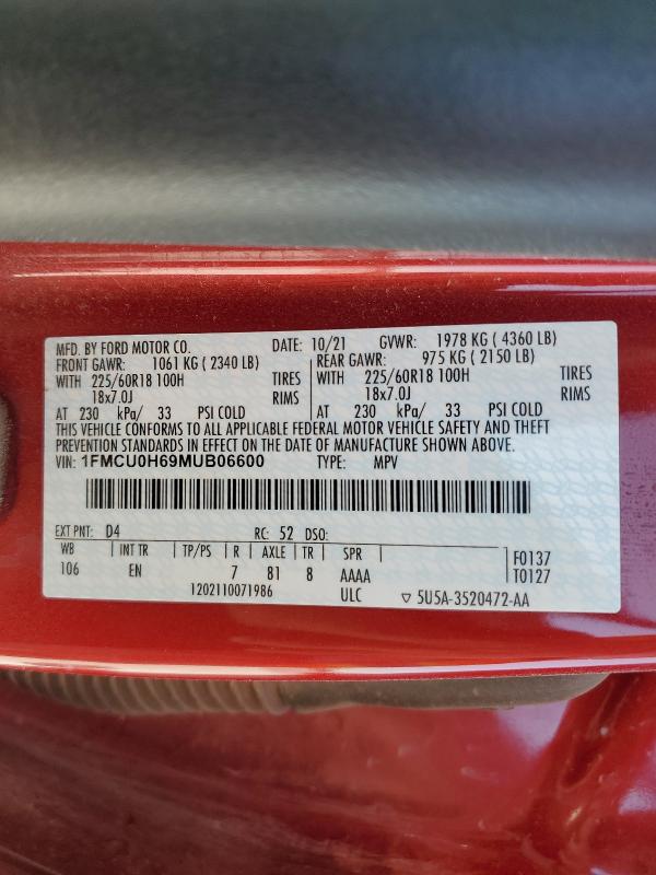 2021 FORD ESCAPE SEL #3290424837