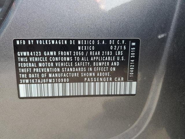 2015 VOLKSWAGEN JETTA BASE - 3VW1K7AJ6FM310980