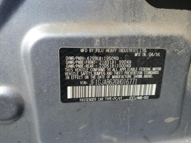 2016 SUBARU IMPREZA PR JF1GJAB62GH016771