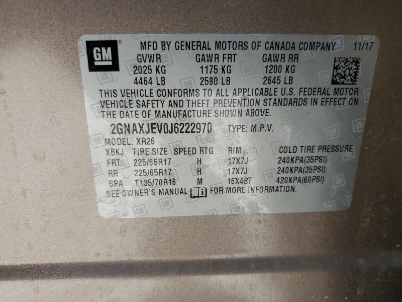 2018 CHEVROLET EQUINOX LT - 2GNAXJEV0J6222970