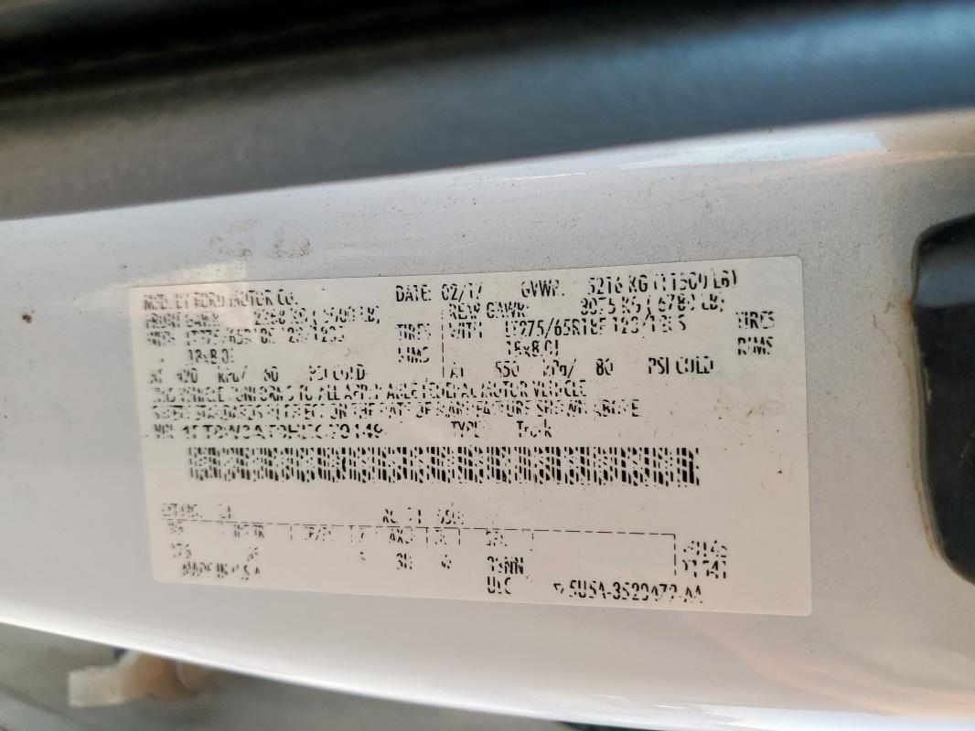 2017 FORD F350 SUPER DUTY - 1FT8W3AT9HEC79149