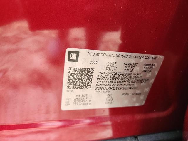 2019 CHEVROLET EQUINOX LT - 2GNAXKEV6K6274997