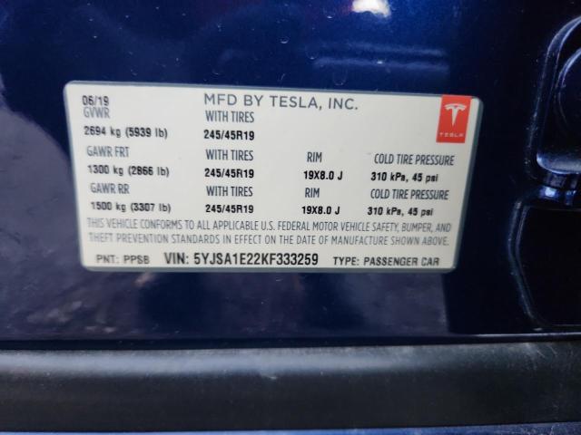 2019 TESLA MODEL S #3301964422