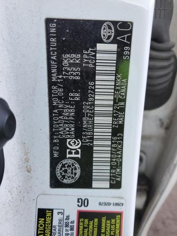 2014 TOYOTA COROLLA L - 2T1BURHE7EC192726