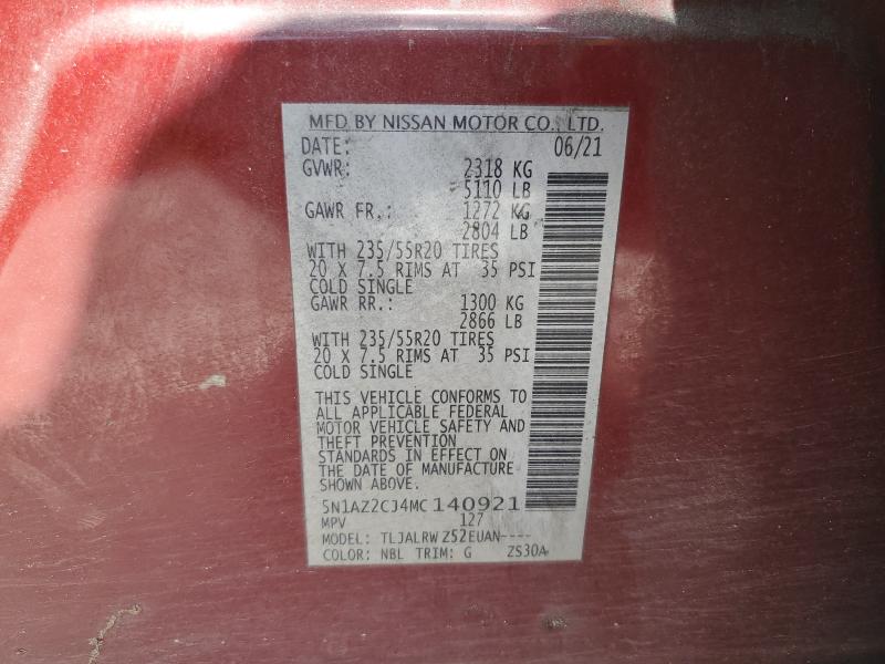 2021 NISSAN MURANO SL #3282635058