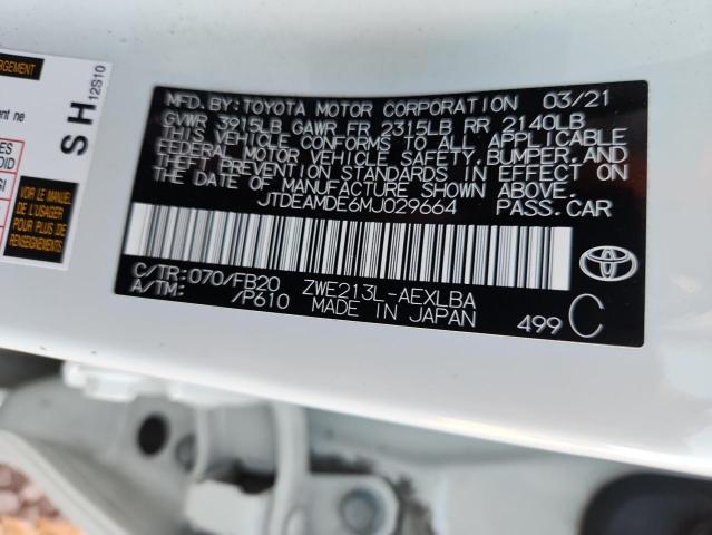2021 TOYOTA COROLLA LE - JTDEAMDE6MJ029664