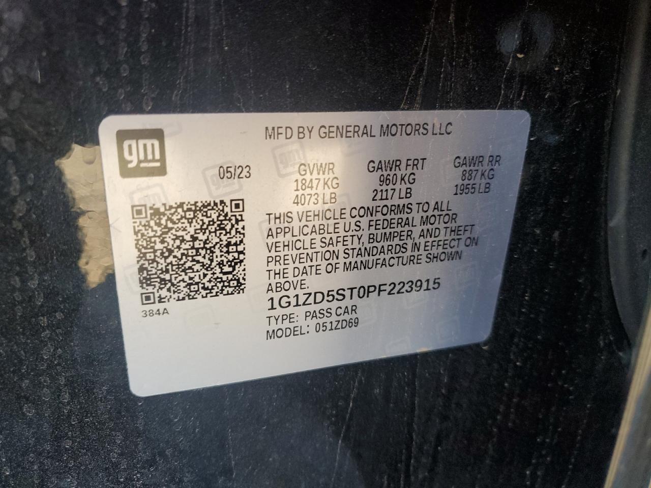 Lot #3317721073 2023 CHEVROLET MALIBU LT