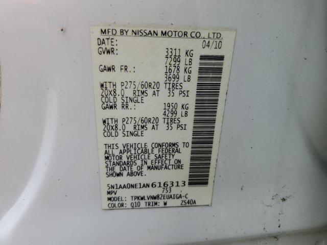 2010 NISSAN ARMADA PLA #3309194620