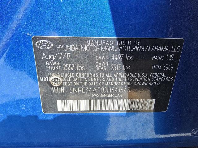2018 HYUNDAI SONATA SPO 5NPE34AF0JH641645