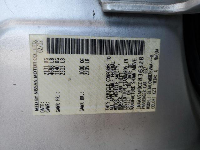 2012 NISSAN MAXIMA S - 1N4AA5AP0CC836328