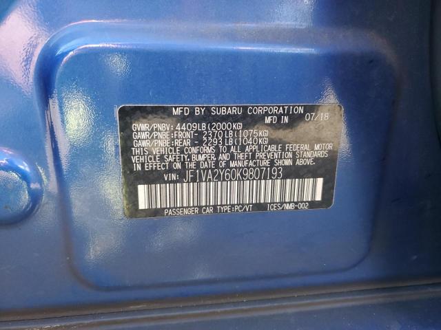 2019 SUBARU WRX STI LIMITED JF1VA2Y60K9807193