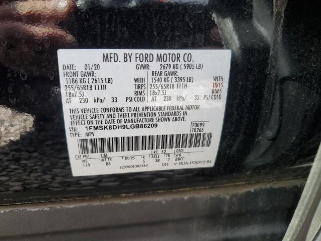 2020 FORD EXPLORER XLT - 1FMSK8DH9LGB86209