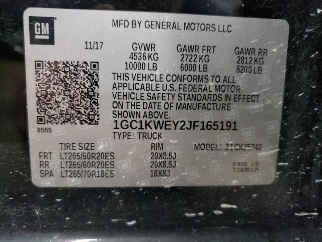 2018 CHEVROLET SILVERADO - 1GC1KWEY2JF165191