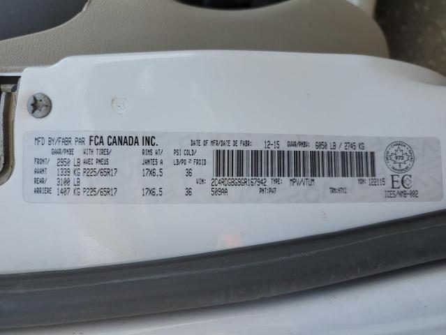 2016 DODGE GRAND CARA - 2C4RDGBG9GR167942