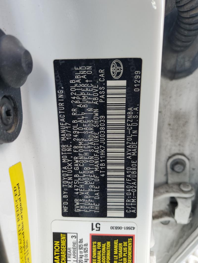 2018 TOYOTA CAMRY L - 4T1B11HK7JU038039