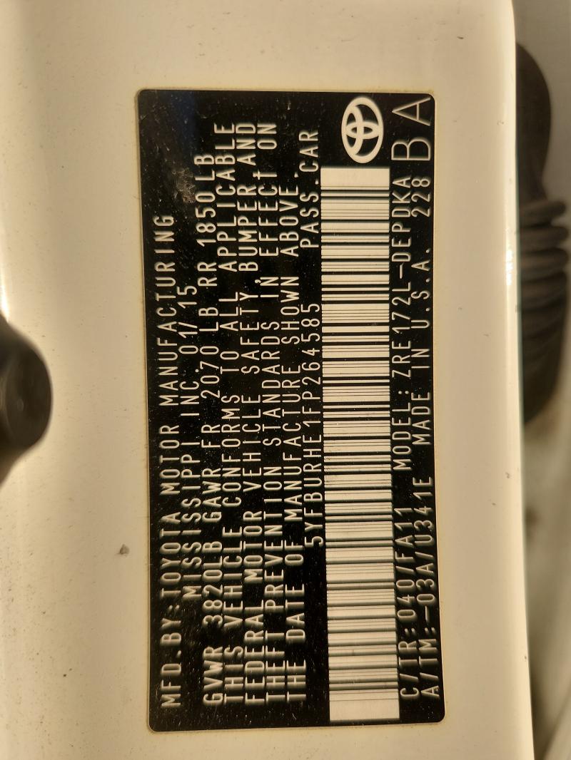 2015 TOYOTA COROLLA L - 5YFBURHE1FP264585